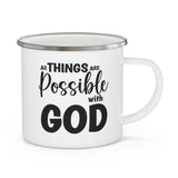 Enamel Camping Mug, All Things Are Possible With God - Black-0