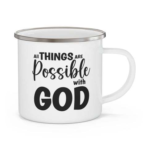 Enamel Camping Mug, All Things Are Possible With God - Black-0