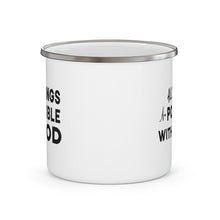 Enamel Camping Mug, All Things Are Possible With God Black Illustration-1