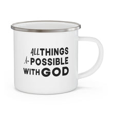 Enamel Camping Mug, All Things Are Possible With God Black Illustration-0