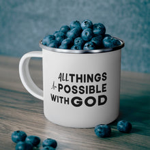 Enamel Camping Mug, All Things Are Possible With God Black Illustration-4