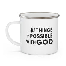 Enamel Camping Mug, All Things Are Possible With God Black Illustration-2
