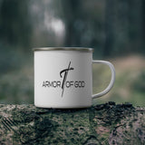 Enamel Camping Mug, Armor Of God Black Illustration-3