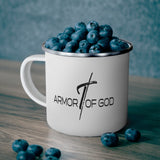 Enamel Camping Mug, Armor Of God Black Illustration-4