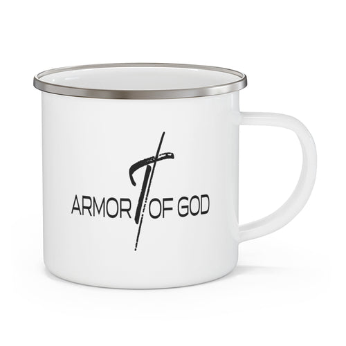 Enamel Camping Mug, Armor Of God Black Illustration-0