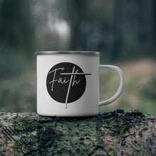 Enamel Camping Mug, Faith - Christian Affirmation - Black And White-3