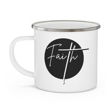 Enamel Camping Mug, Faith - Christian Affirmation - Black And White-2