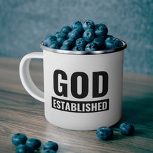 Enamel Camping Mug, God Established Black Illustration-4