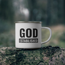 Enamel Camping Mug, God Established Black Illustration-3