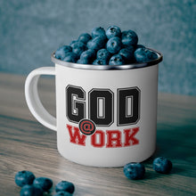 Enamel Camping Mug, God @ Work Black And Red Print-4