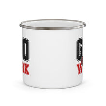 Enamel Camping Mug, God @ Work Black And Red Print-1