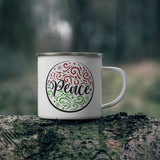 Enamel Camping Mug, Peace Holiday Print-3