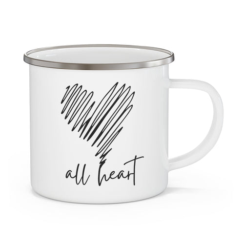 Enamel Camping Mug, Say It Soul, All Heart Black Line Art Print-0