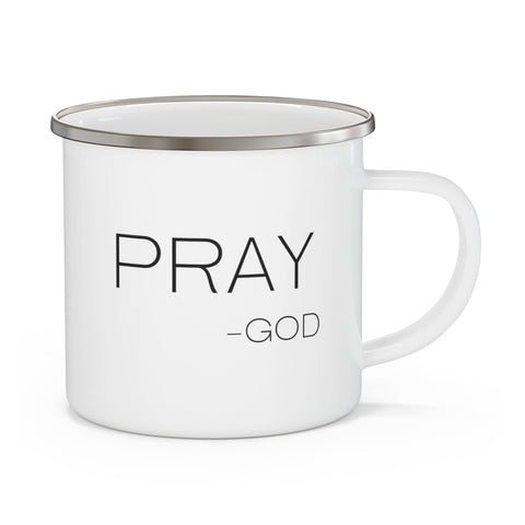 Enamel Camping Mug, Say It Soul, ’pray-god’ Statement T-shirt, Christian, Religious, Faith-based, Christian Activewear-0