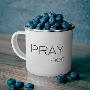 Enamel Camping Mug, Say It Soul, ’pray-god’ Statement T-shirt, Christian, Religious, Faith-based, Christian Activewear-4