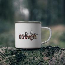 Enamel Camping Mug, The Lord Is My Strength Multicolor Illustration-3