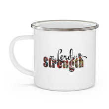 Enamel Camping Mug, The Lord Is My Strength Multicolor Illustration-2