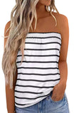 Black Casual Striped Strapless Bandeau Summer Top