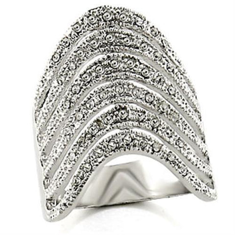 03124 - Brass Ring Rhodium Women Top Grade Crystal Clear