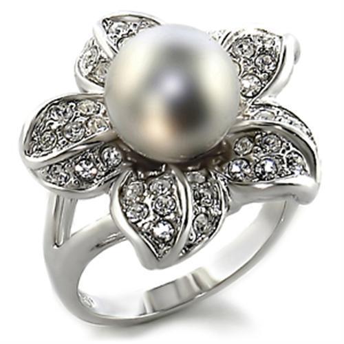 0C108 - Brass Ring Rhodium Women Synthetic Gray