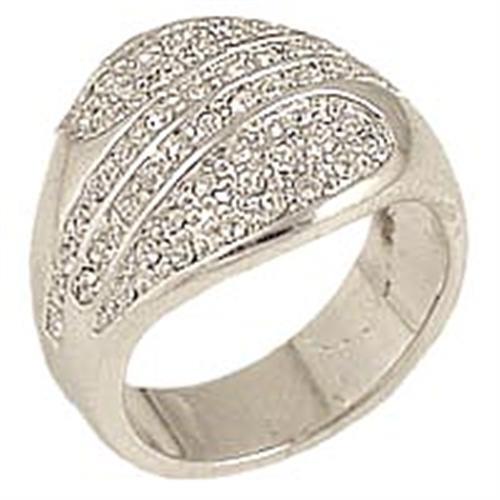 0C212 - Brass Ring Rhodium Women Top Grade Crystal Clear