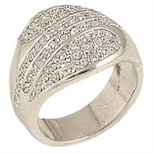 0C212 - Brass Ring Rhodium Women Top Grade Crystal Clear