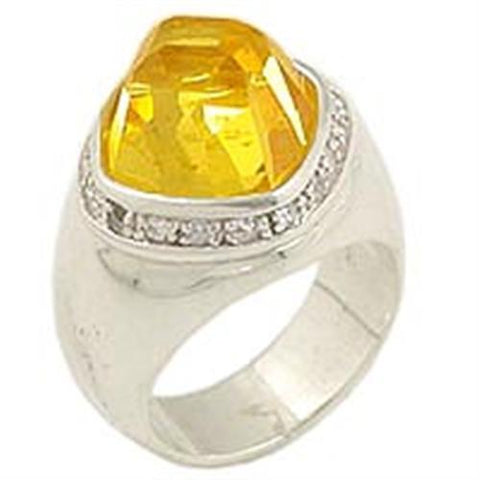 0F223 - 925 Sterling Silver Ring High-Polished Women AAA Grade CZ Citrine