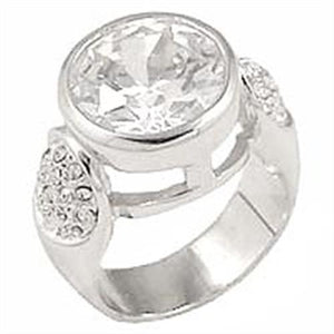 0G415 - Brass Ring Rhodium Women AAA Grade CZ Clear