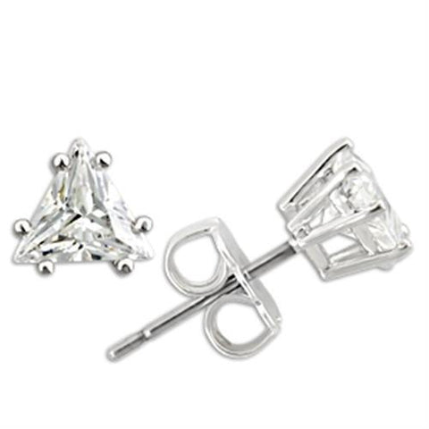 0W156 - 925 Sterling Silver Earrings Rhodium Women AAA Grade CZ Clear