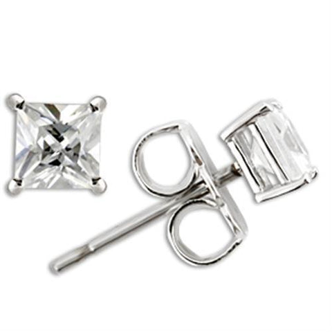 0W158 - 925 Sterling Silver Earrings Rhodium Women AAA Grade CZ Clear