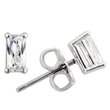 0W161 - 925 Sterling Silver Earrings Rhodium Women AAA Grade CZ Clear