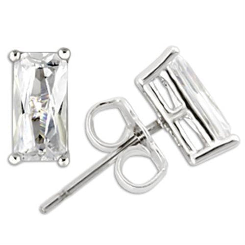 0W162 - 925 Sterling Silver Earrings Rhodium Women AAA Grade CZ Clear