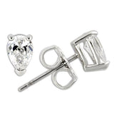 0W163 - 925 Sterling Silver Earrings Rhodium Women AAA Grade CZ Clear