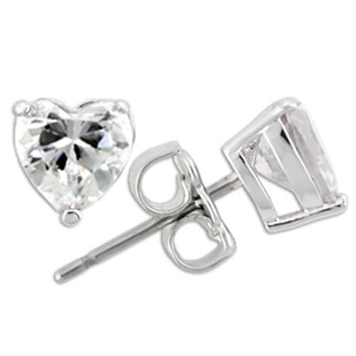 0W166 - 925 Sterling Silver Earrings Rhodium Women AAA Grade CZ Clear