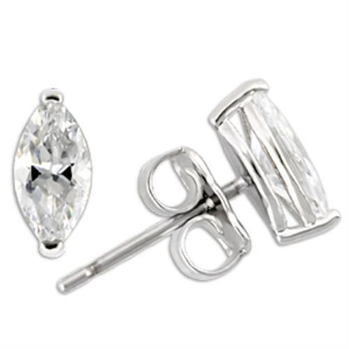 0W167 - 925 Sterling Silver Earrings Rhodium Women AAA Grade CZ Clear