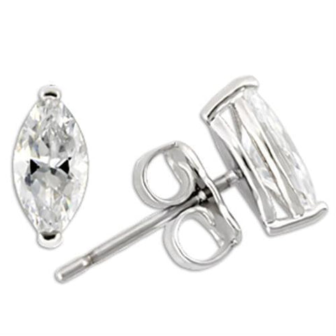 0W167 - 925 Sterling Silver Earrings Rhodium Women AAA Grade CZ Clear