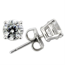 0W172 - 925 Sterling Silver Earrings Rhodium Women AAA Grade CZ Clear