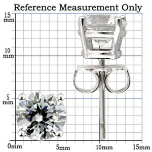 0W172 - 925 Sterling Silver Earrings Rhodium Women AAA Grade CZ Clear