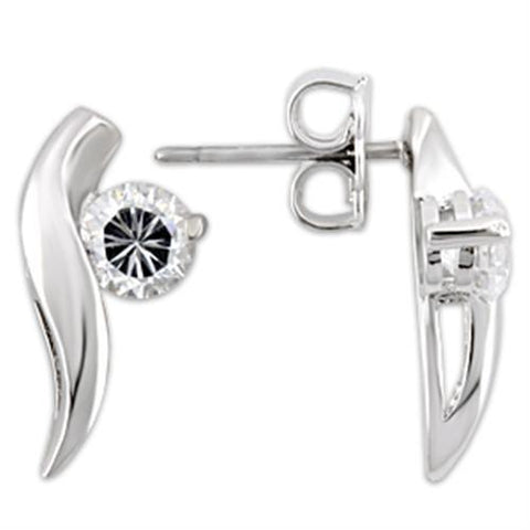 0W177 - 925 Sterling Silver Earrings Rhodium Women AAA Grade CZ Clear