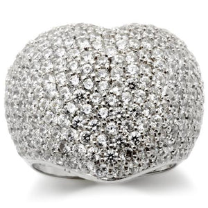 0W276 - Brass Ring Rhodium Women AAA Grade CZ Clear