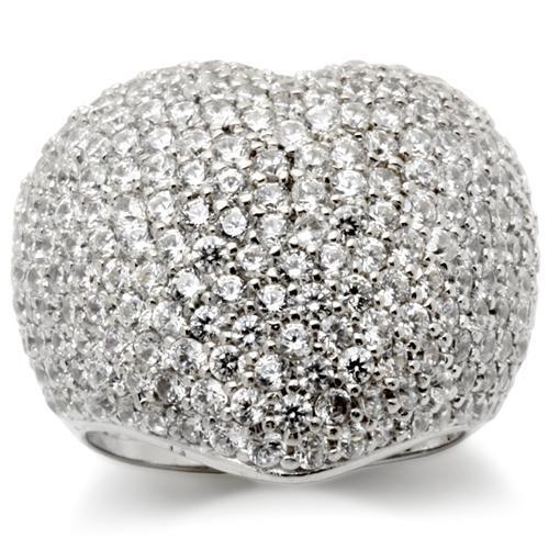 0W276 - Brass Ring Rhodium Women AAA Grade CZ Clear