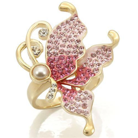 0W289 - Brass Ring Gold Women Top Grade Crystal Multi Color