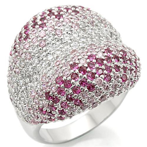 0W322 - Brass Ring Rhodium Women AAA Grade CZ Multi Color
