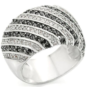 0W351 - Brass Ring Rhodium + Ruthenium Women AAA Grade CZ Jet