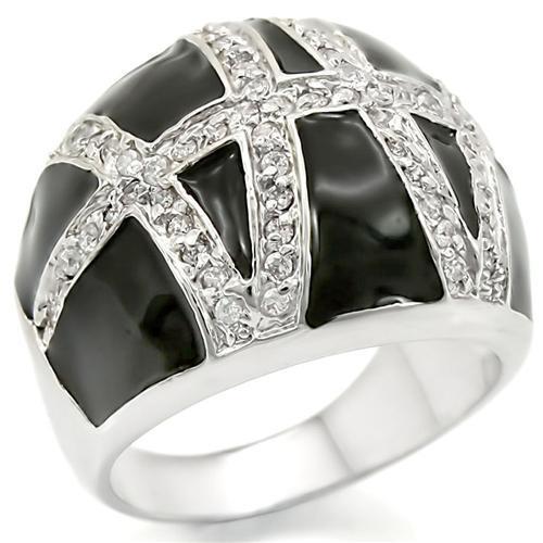 0W355 - Brass Ring Rhodium Women AAA Grade CZ Clear