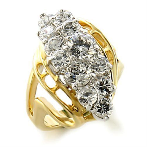 10520 - Brass Ring Gold+Rhodium Women AAA Grade CZ Clear