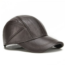 Collrown Mens Winter Warm Genuine Leather Baseball Cap Earflap Ear Muffs Windproof Outdoor Trucker Hats