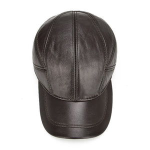 Collrown Mens Winter Warm Genuine Leather Baseball Cap Earflap Ear Muffs Windproof Outdoor Trucker Hats