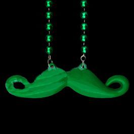 Funky Mustache Beaded Necklace Green Pack of 12