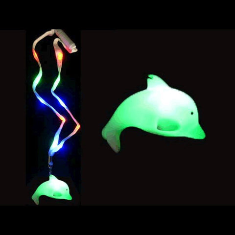 LED Dolphin Charm Necklace with Lightup Lanyard